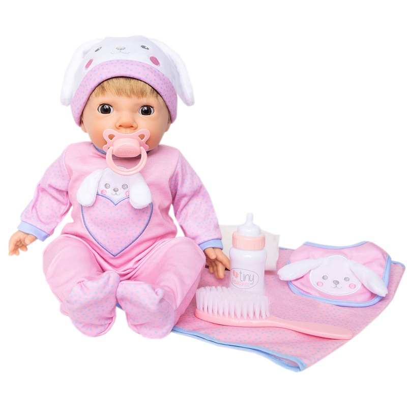 Tiny Treasures Weighted Baby Doll Peekaboo Bunny 44cm