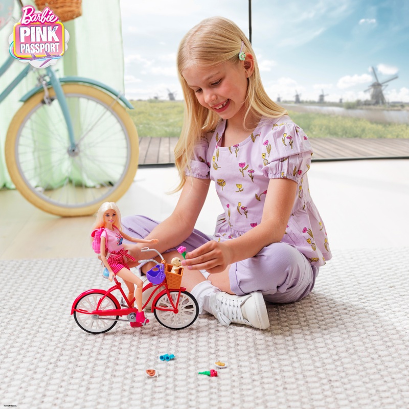 Barbie Pink Passport Holland Barbie Doll with Bicycle