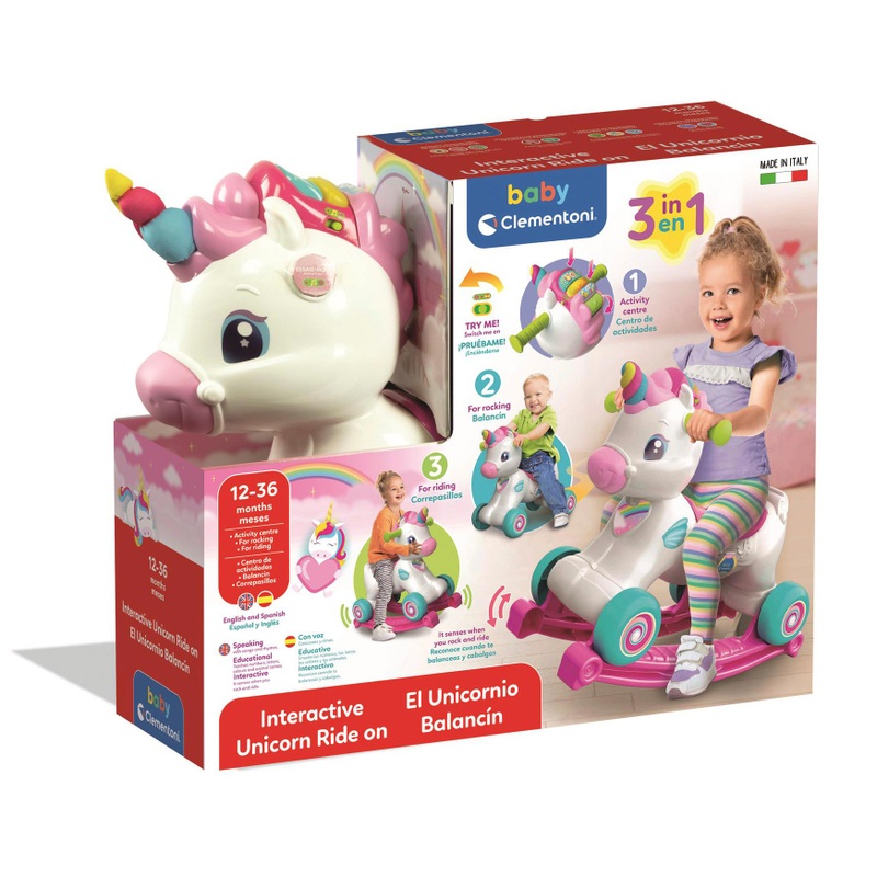 Baby Clementoni 3-in-1 Unicorn Interactive Activity Ride On 5 Baby Clementoni 3-in-1 Unicorn Interactive Activity Ride On