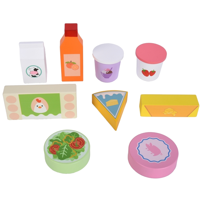 Kitchen Corner Wooden Groceries Play Food Set 9 Pieces