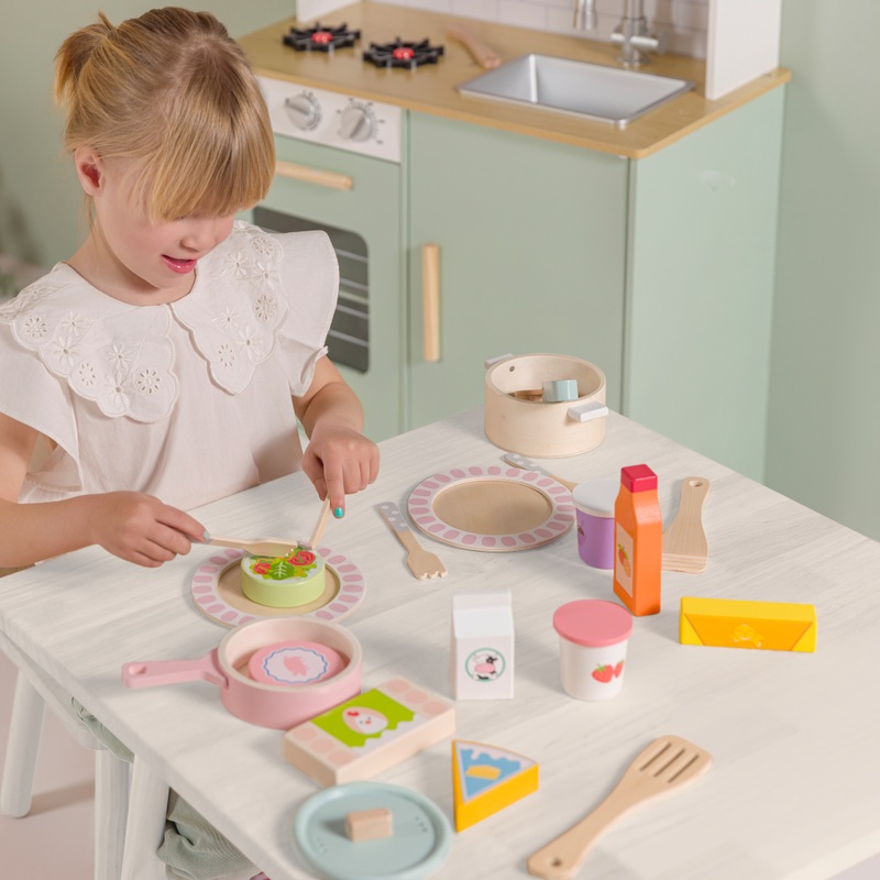 Kitchen Corner Wooden Groceries Play Food Set 9 Pieces
