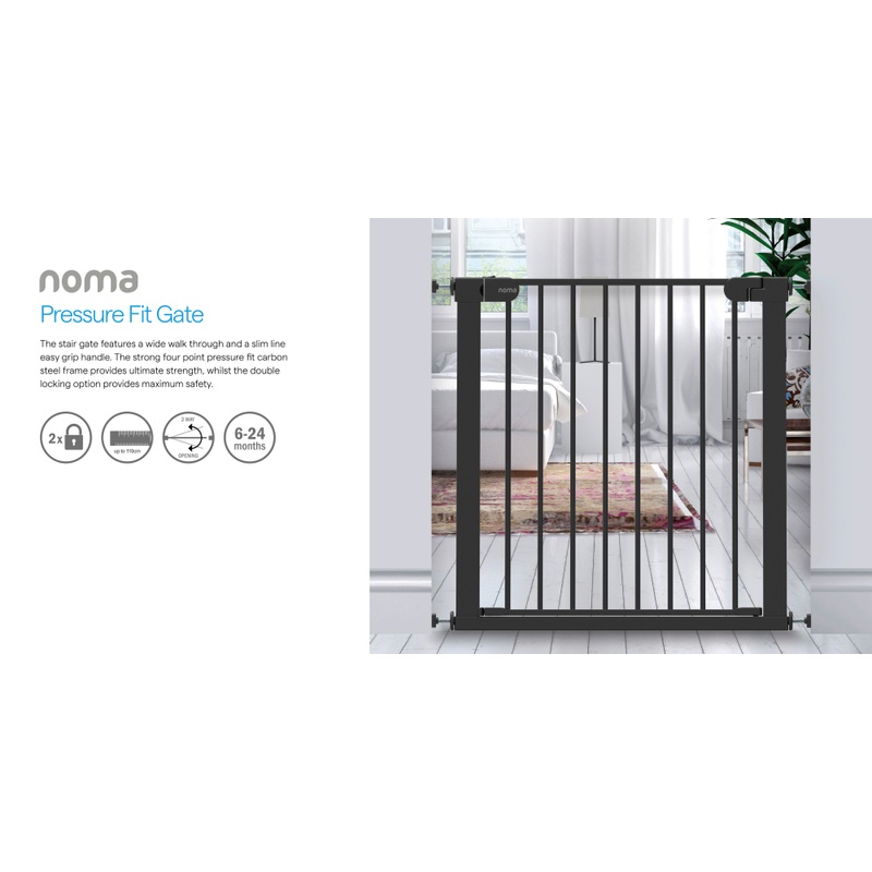 Noma Pressure Fit Stair Gate Black
