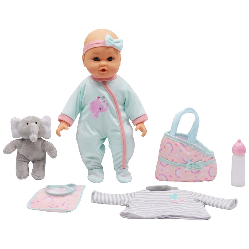 Baby Doll with Plush Pet Elephant and Accessories 35.5cm