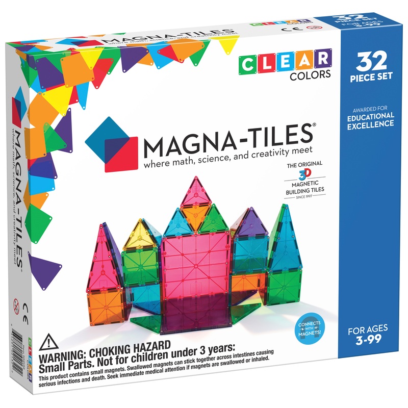 MAGNA-TILES Construction Set Clear Colours 32 Pieces