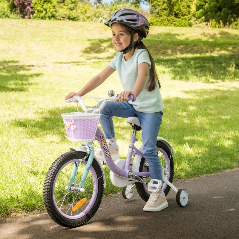 16 Inch Chipmunk Lollipop Bike with Basket Purple
