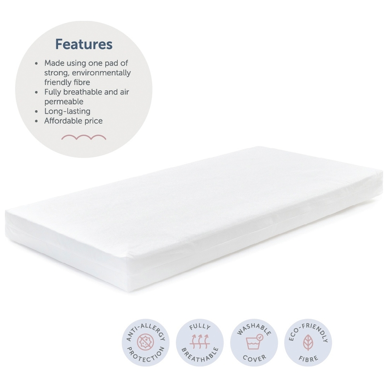 Baby Elegance Cot Bed Breathe-Dry Fibre Mattress 140 x 70cm