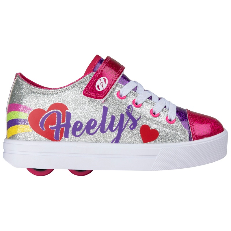 Heelys Snazzy X2 Shoes Silver Rainbow Heart UK Size 13 2 Heelys Snazzy X2 Shoes Silver Rainbow Heart UK Size 13