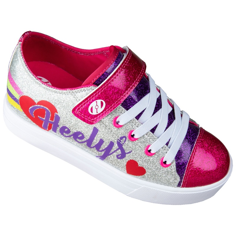 Heelys Snazzy X2 Shoes Silver Rainbow Heart UK Size 13 4 Heelys Snazzy X2 Shoes Silver Rainbow Heart UK Size 13