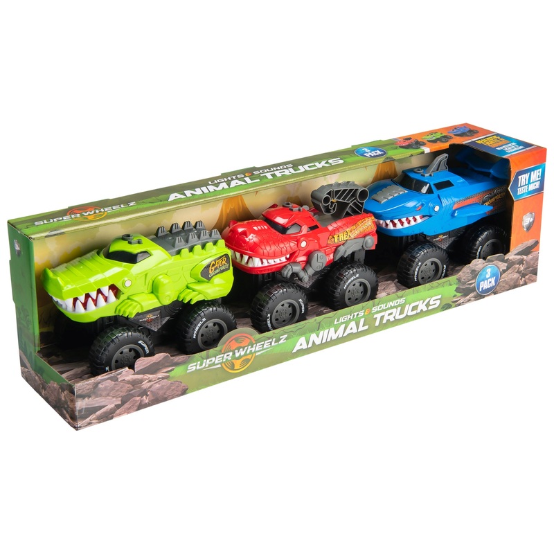 Super Wheelz Lights & Sounds Animal Truck 3 Pack 7 Super Wheelz Lights & Sounds Animal Truck 3 Pack