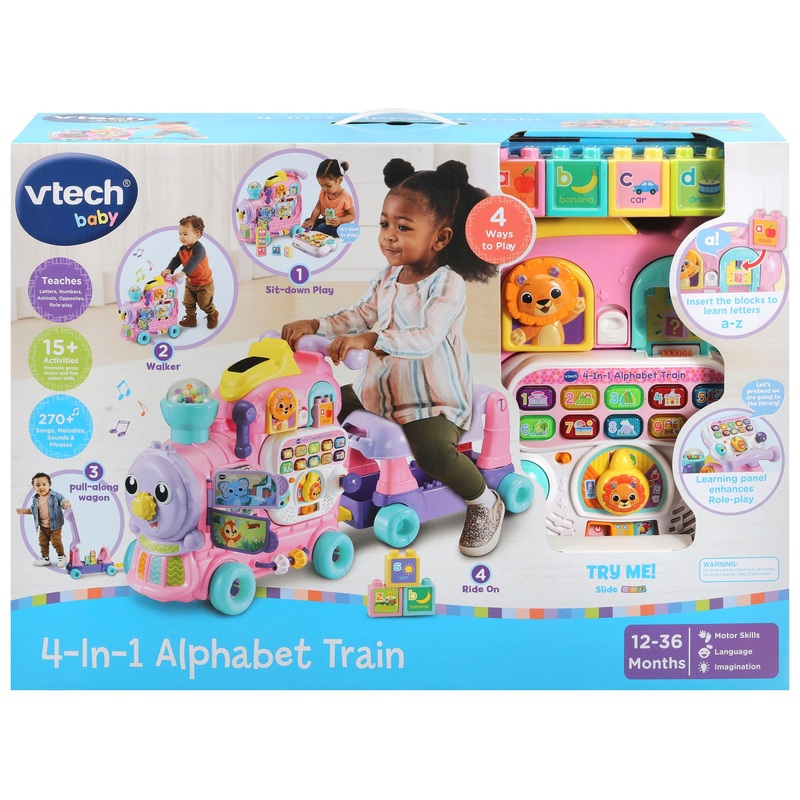 VTech Baby 4-in-1 Alphabet Train Ride On Pink 7 VTech Baby 4-in-1 Alphabet Train Ride On Pink
