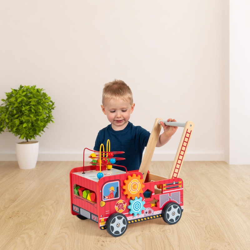Squirrel Play Wooden Activity Baby Walker Fire Engine