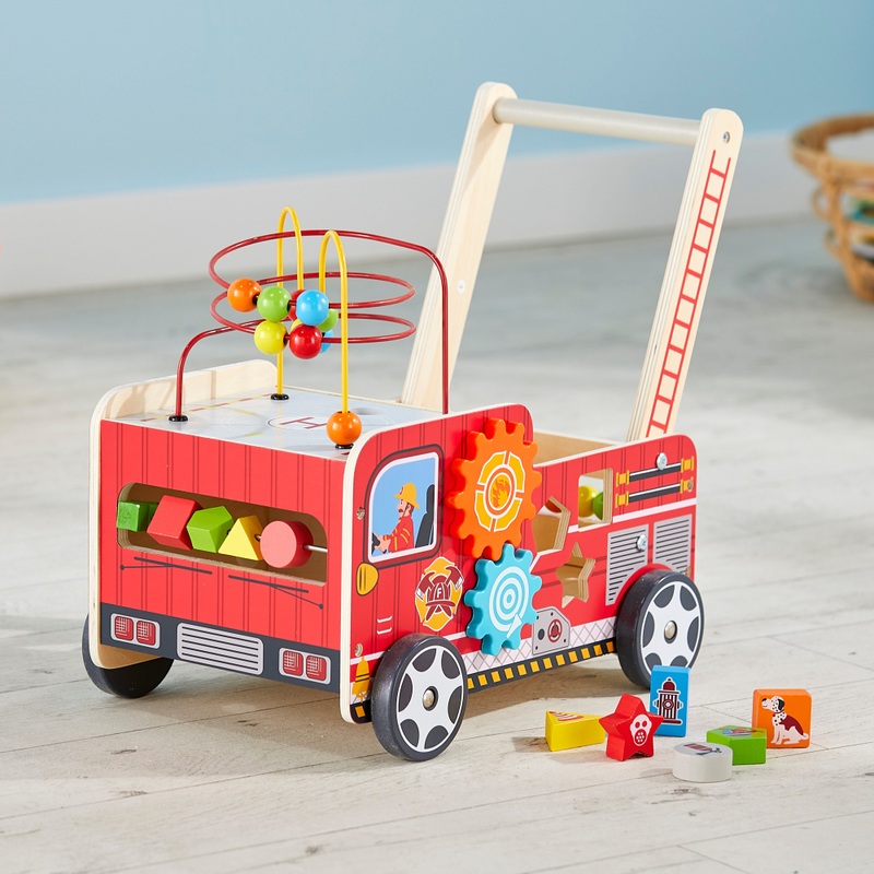 Squirrel Play Wooden Activity Baby Walker Fire Engine