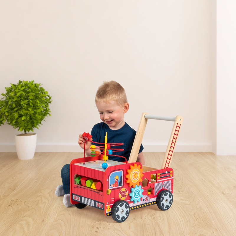 Squirrel Play Wooden Activity Baby Walker Fire Engine