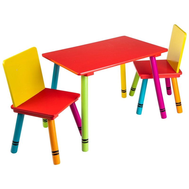 Wooden Crayon Table and Chairs Set