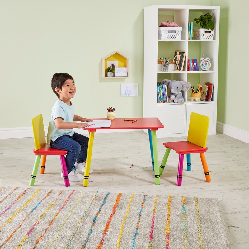 Wooden Crayon Table and Chairs Set