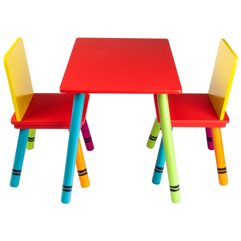 Wooden Crayon Table and Chairs Set
