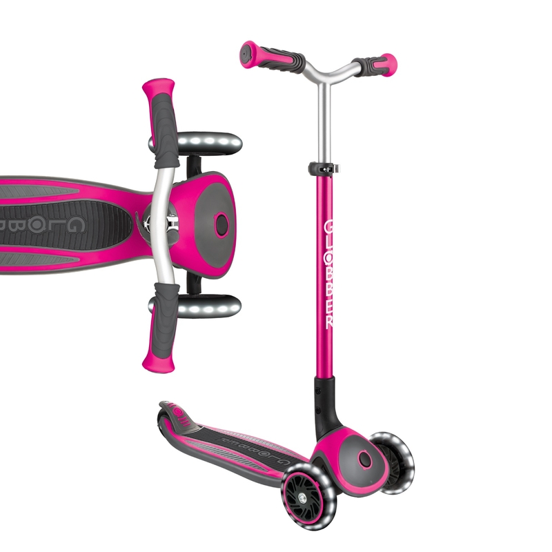 Globber Master Lights Folding Scooter Pink