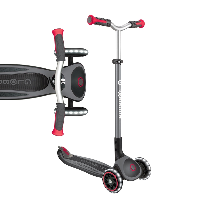 Globber Master Lights Folding Scooter Red