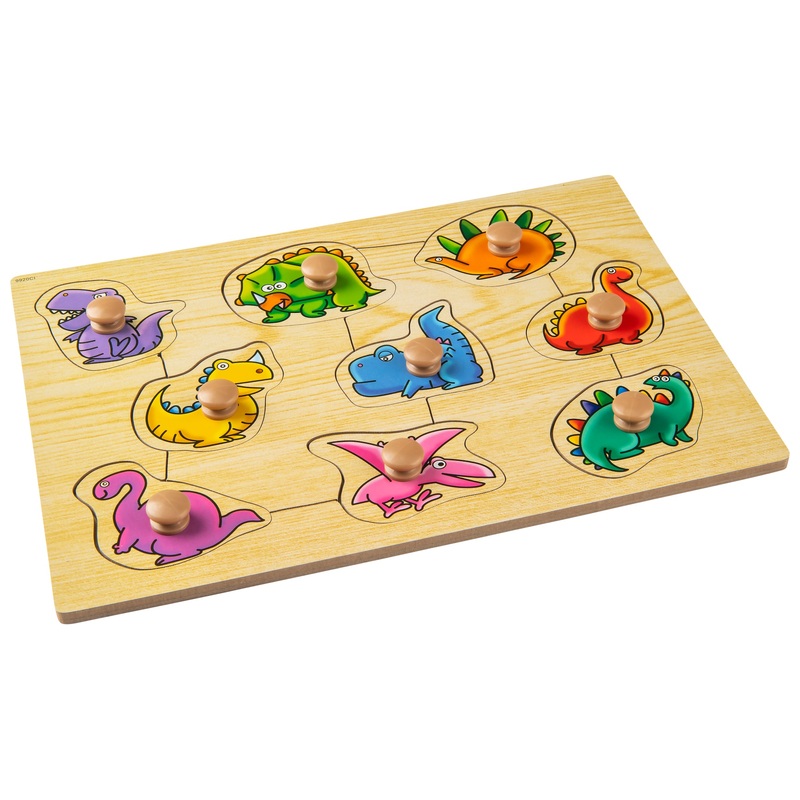 Wooden Easy-Grab Dino Shapes Puzzle