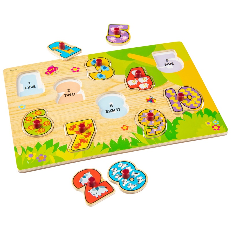 Chunky Wooden Numbers Shapes Puzzle
