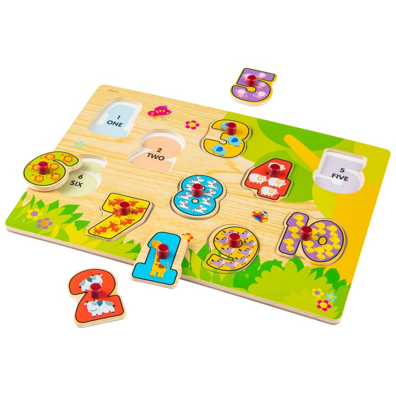 Chunky Wooden Numbers Shapes Puzzle 4 Chunky Wooden Numbers Shapes Puzzle