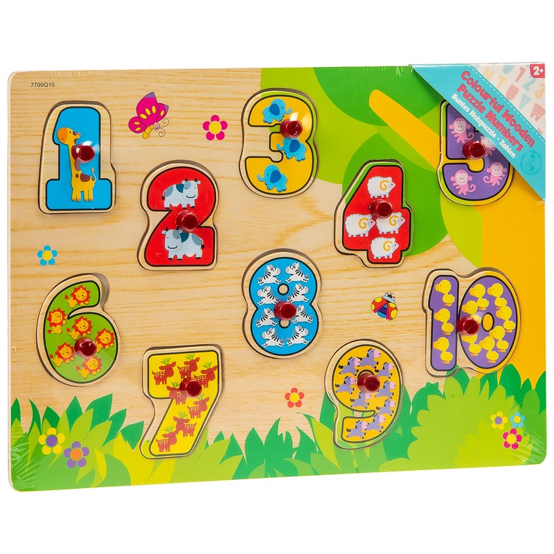 Chunky Wooden Numbers Shapes Puzzle 5 Chunky Wooden Numbers Shapes Puzzle