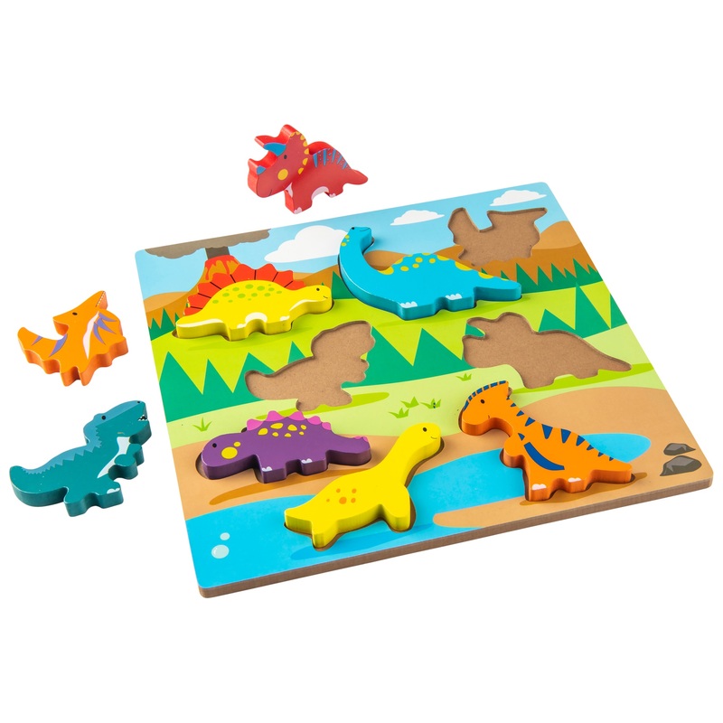 Chunky Wooden Dinosaur Shapes Puzzle