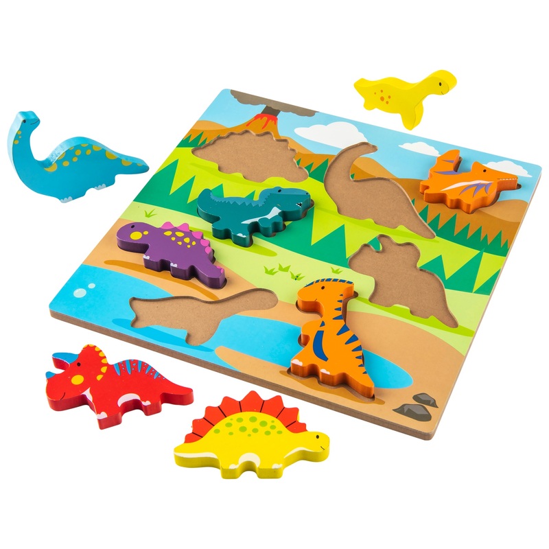 Chunky Wooden Dinosaur Shapes Puzzle 4 Chunky Wooden Dinosaur Shapes Puzzle