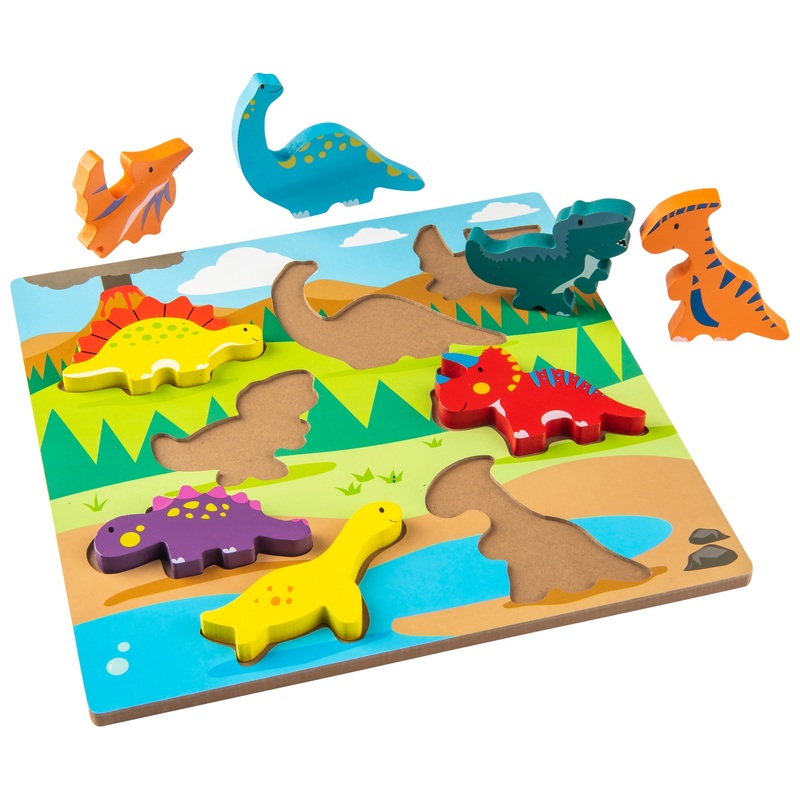 Chunky Wooden Dinosaur Shapes Puzzle 5 Chunky Wooden Dinosaur Shapes Puzzle