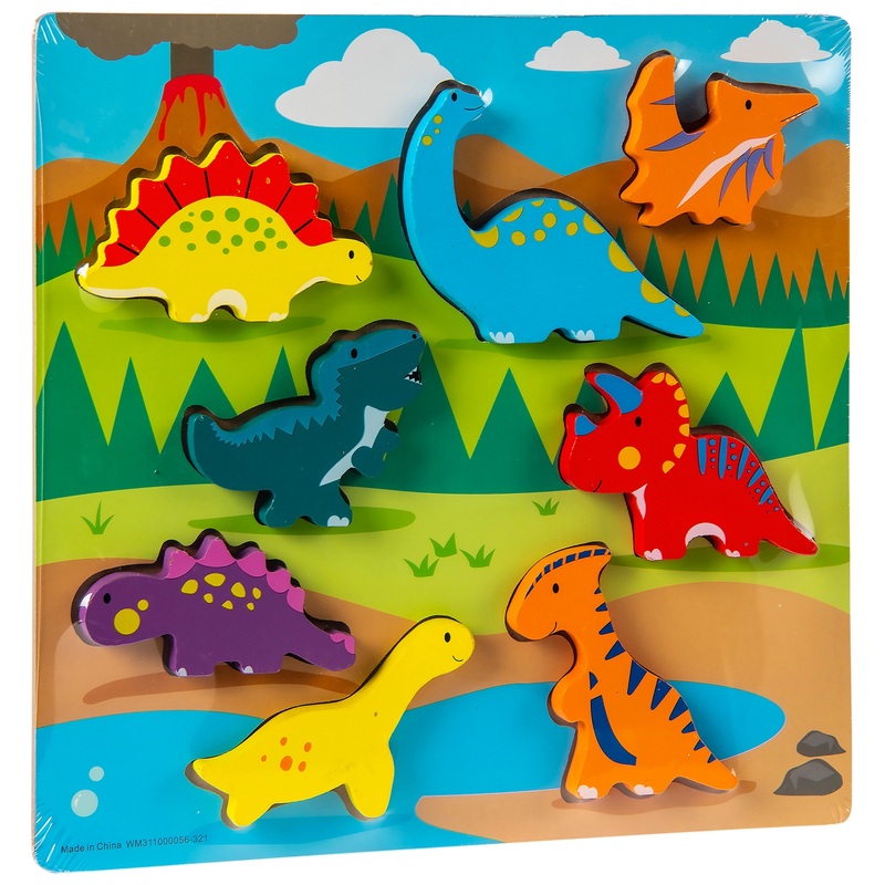 Chunky Wooden Dinosaur Shapes Puzzle 6 Chunky Wooden Dinosaur Shapes Puzzle