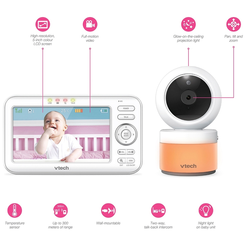 VTech VM5463 Star Projector Video Baby Monitor with 5 Inch Screen 2 VTech VM5463 Star Projector Video Baby Monitor with 5 Inch Screen