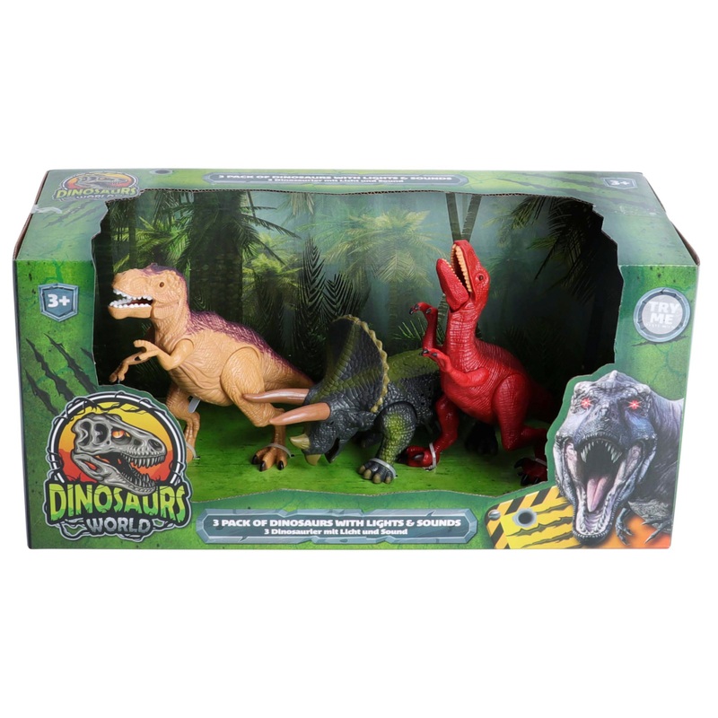 Dinosaur World Action Figures Lights and Sounds Dinosaurs 3 Pack