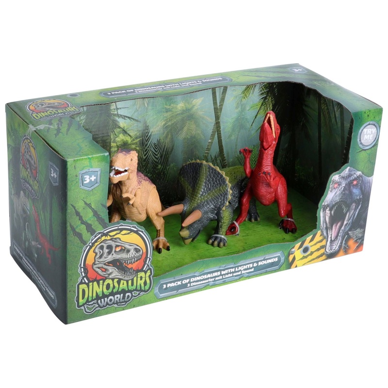 Dinosaur World Action Figures Lights and Sounds Dinosaurs 3 Pack 8 Dinosaur World Action Figures Lights and Sounds Dinosaurs 3 Pack