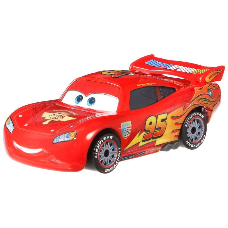 Disney Cars Diecast Car Lightning McQueen with Racing Wheels 1:55 Scale
