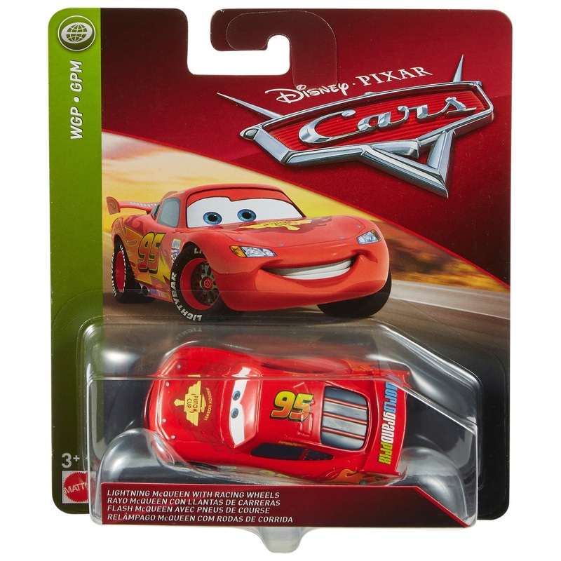 Disney Cars Diecast Car Lightning McQueen with Racing Wheels 1:55 Scale
