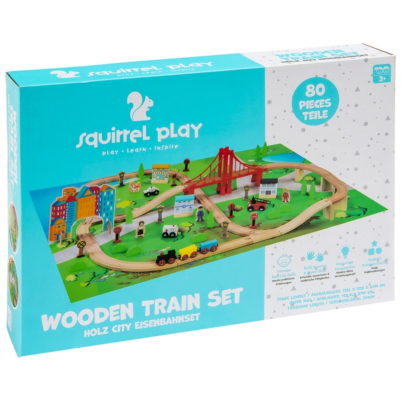 Squirrel Play Wooden Train Set 80 Pieces 8 Squirrel Play Wooden Train Set 80 Pieces