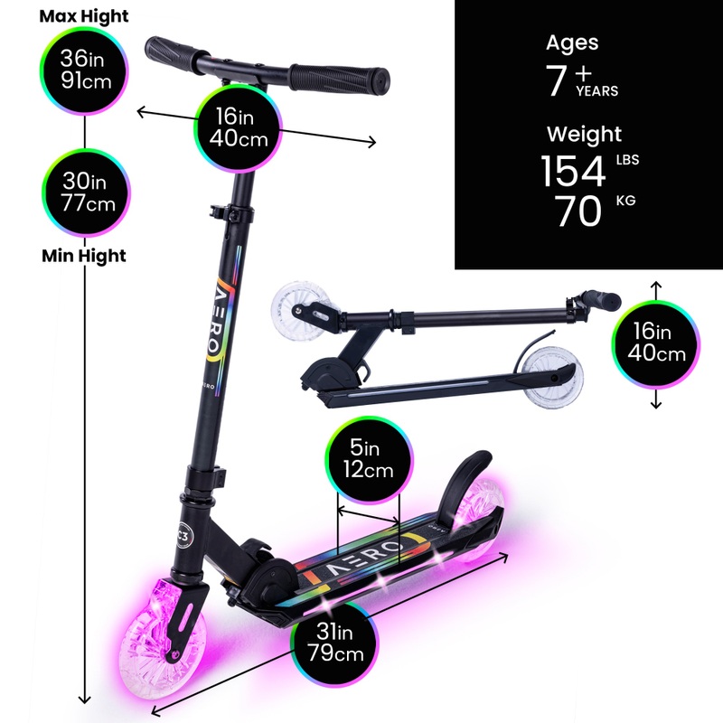 Aero C3 Folding Scooter with LED Lights