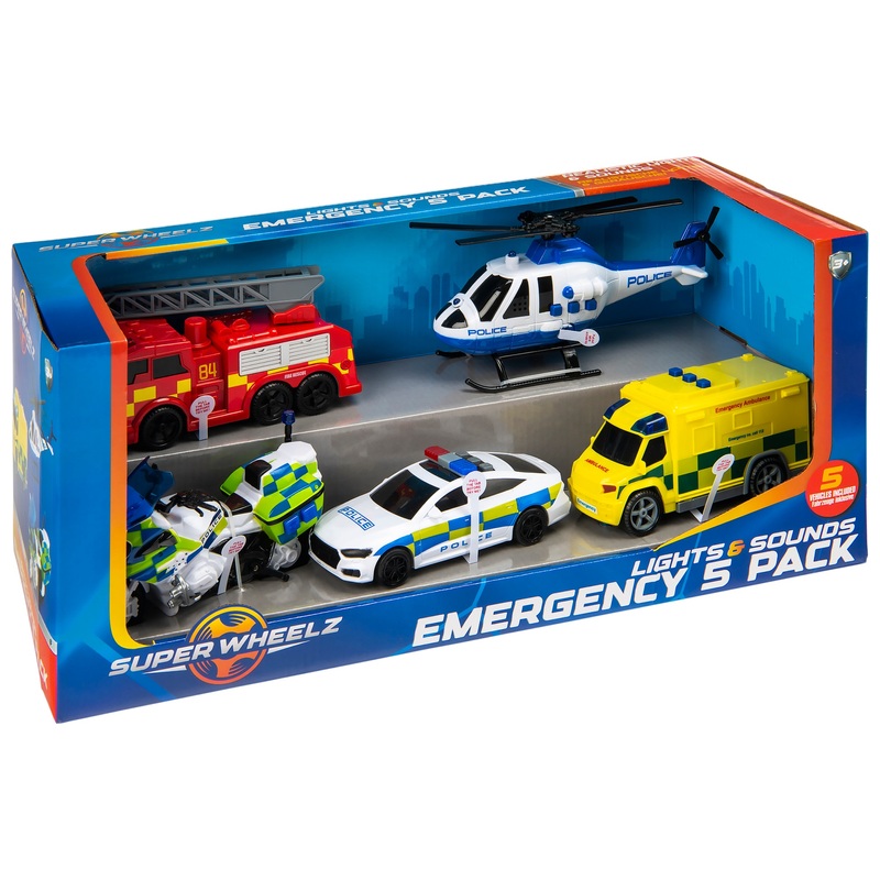 Super Wheelz Lights & Sounds Emergency Team 5 Pack 2 Super Wheelz Lights & Sounds Emergency Team 5 Pack