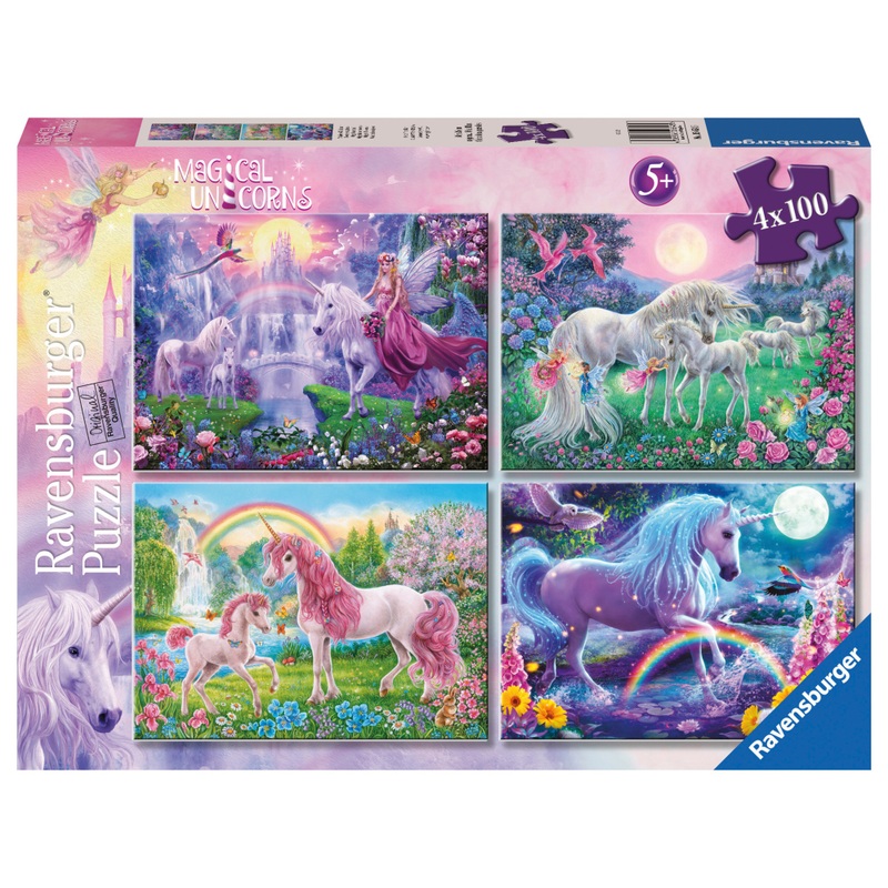 Ravensburger Jigsaw Puzzles Magical Unicorns Bumper Pack 4 x 100 Pieces