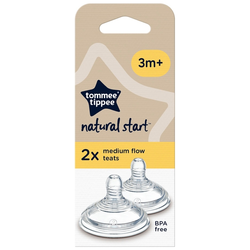 Tommee Tippee Closer to Nature Medium-Flow Baby Bottle Teats 2 Pack