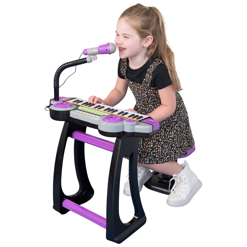 Sing Along Toy Piano Keyboard with Microphone and Stool