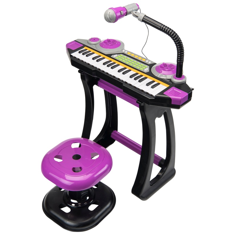 Sing Along Toy Piano Keyboard with Microphone and Stool