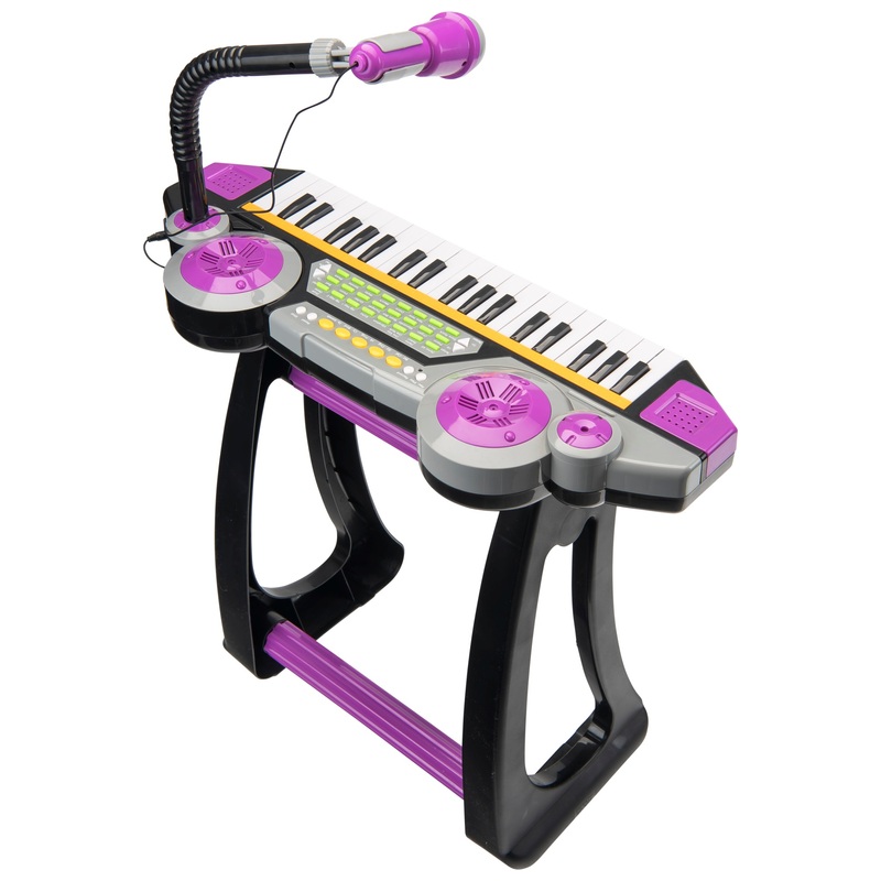 Sing Along Toy Piano Keyboard with Microphone and Stool