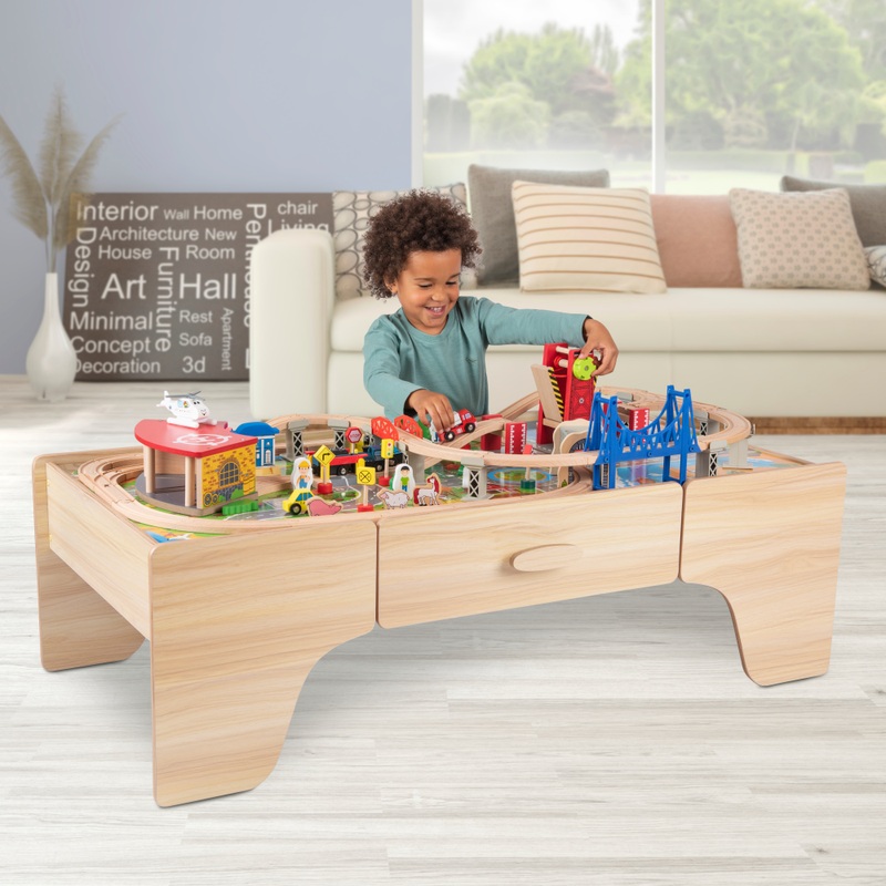 Squirrel Play Wooden Train Set Table 100 Pieces