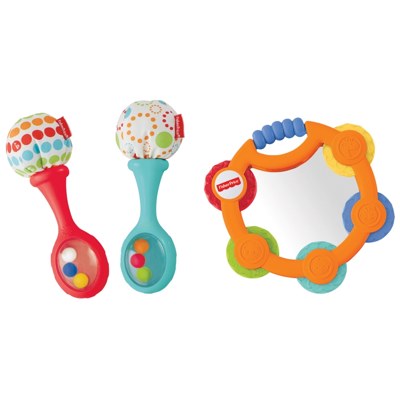 Fisher-Price Tambourine and Maracas Baby Rattle Set 2 Fisher-Price Tambourine and Maracas Baby Rattle Set