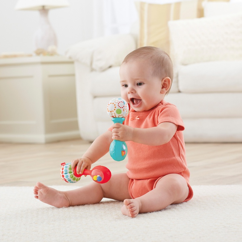 Fisher-Price Tambourine and Maracas Baby Rattle Set 3 Fisher-Price Tambourine and Maracas Baby Rattle Set