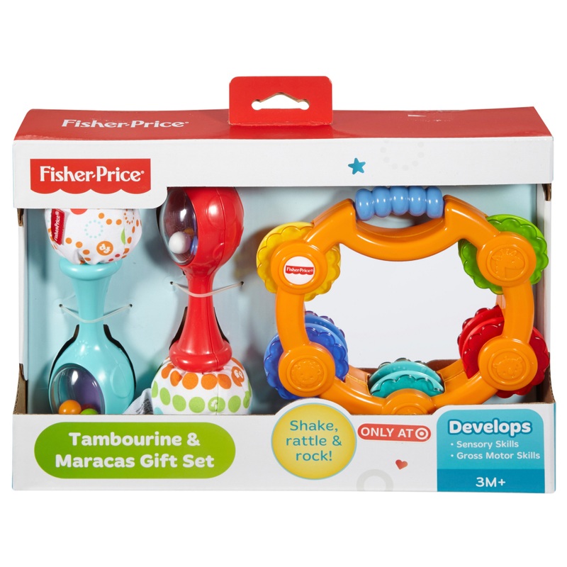 Fisher-Price Tambourine and Maracas Baby Rattle Set 7 Fisher-Price Tambourine and Maracas Baby Rattle Set