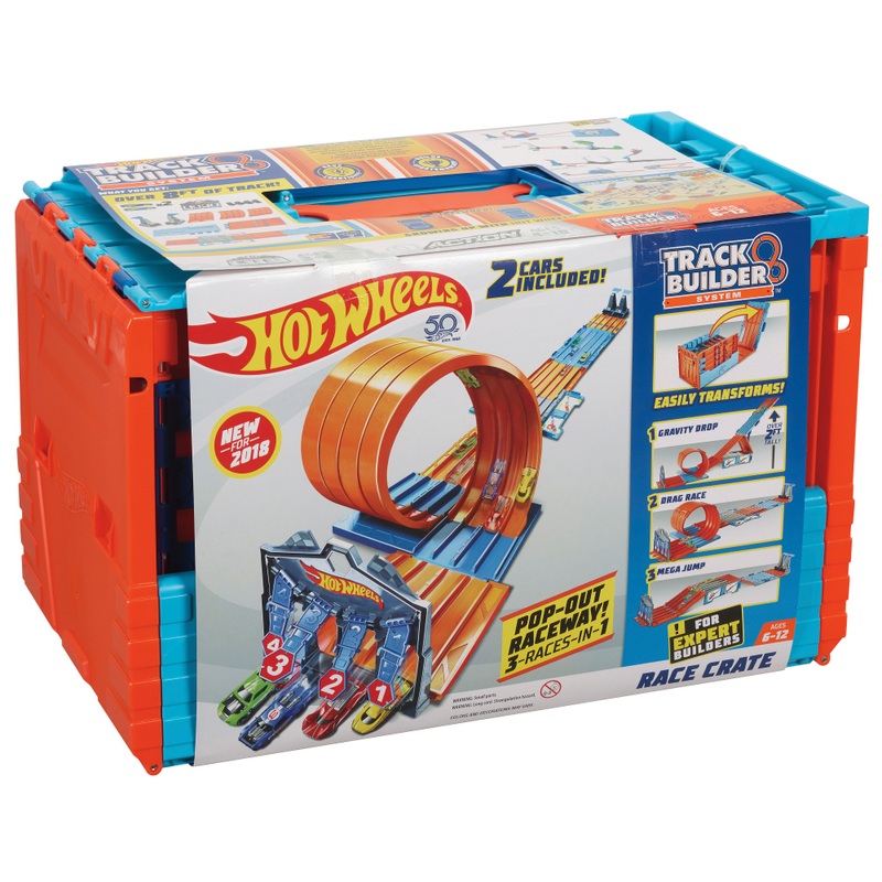 Hot Wheels Track Builder Race Crate with 2 Die-Cast Cars 8 Hot Wheels Track Builder Race Crate with 2 Die-Cast Cars