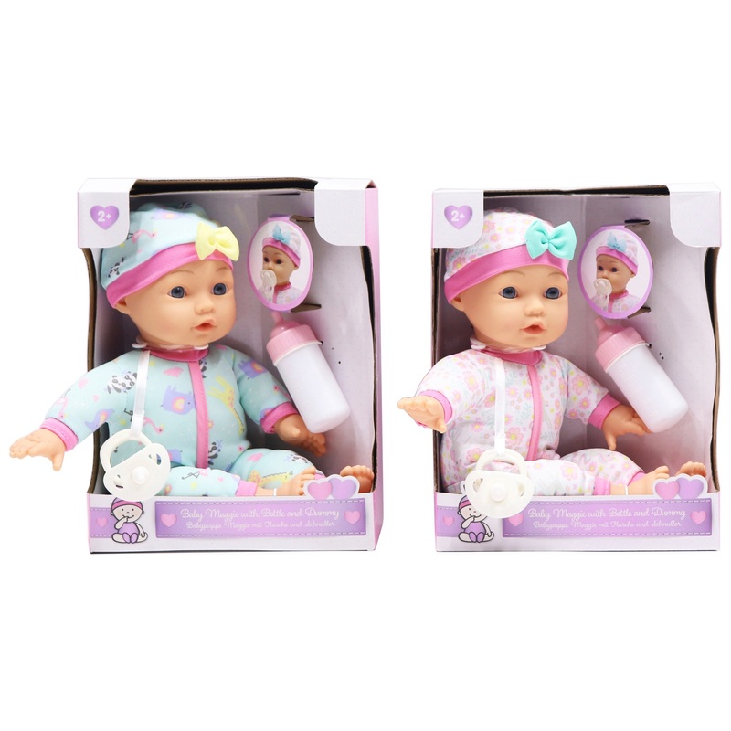 Baby Doll Maggie with Bottle and Dummy Assortment 24cm