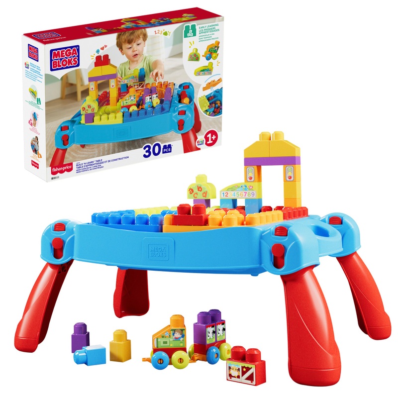 MEGA Bloks Building Blocks Build 'N Learn Table Blue and Red